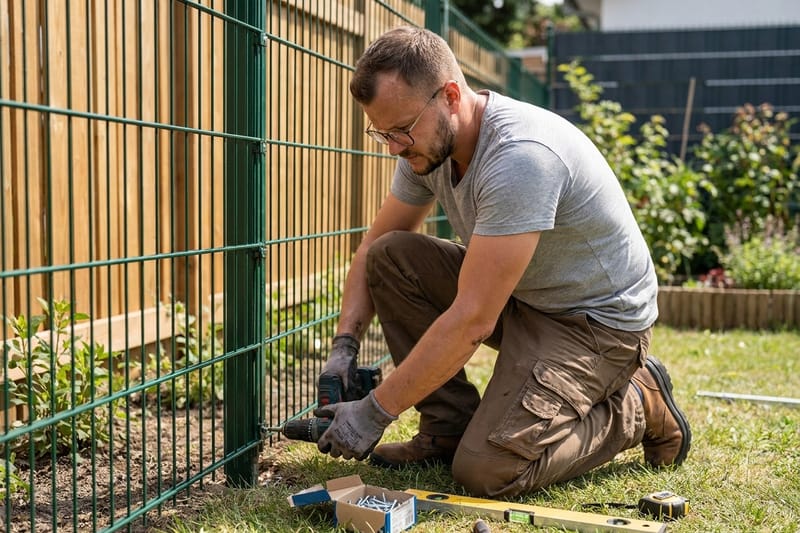 Zaunmontage. Mit künstlicher Intelligenz erzeugtes Symbolbild.