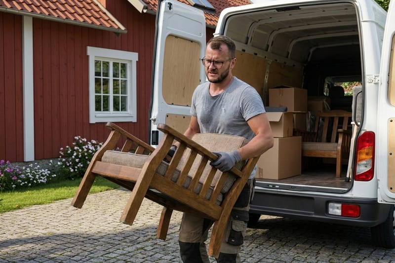 Möbeltransport bei einem kleinen Umzug. Mit künstlicher Intelligenz erzeugtes Symbolbild.